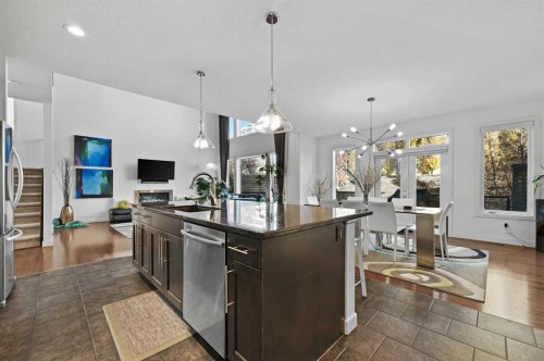 129 Springbluff Boulevard Sw, Calgary, AB - Indoor Photo Showing Kitchen With Upgraded Kitchen