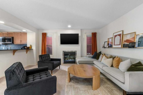 184 Sage Valley Drive Nw, Calgary, AB - Indoor Photo Showing Living Room With Fireplace