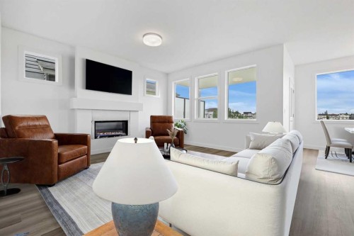 357 Copperhead Way Se, Calgary, AB - Indoor Photo Showing Living Room With Fireplace