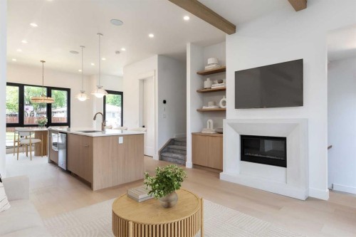 4309 32 Avenue Sw, Calgary, AB - Indoor Photo Showing Other Room With Fireplace