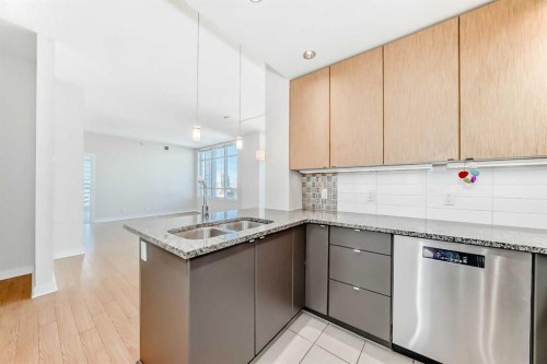 1206-788 12 Avenue Sw, Calgary, AB - Indoor Photo Showing Kitchen With Double Sink