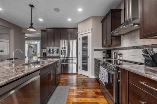 151 Auburn Sound Circle Se, Calgary, AB - Indoor Photo Showing Kitchen With Stainless Steel Kitchen With Double Sink With Upgraded Kitchen