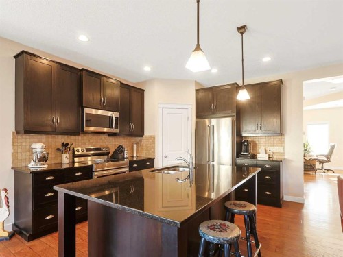 50 Elgin Meadows Green Se, Calgary, AB - Indoor Photo Showing Kitchen With Stainless Steel Kitchen With Upgraded Kitchen