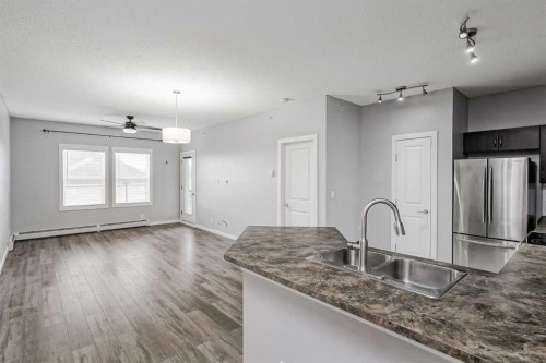 303-100 Cranfield Common Se, Calgary, AB - Indoor Photo Showing Kitchen With Double Sink