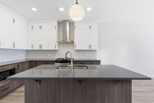 440 Lewiston Landing Ne, Calgary, AB - Indoor Photo Showing Kitchen With Double Sink With Upgraded Kitchen