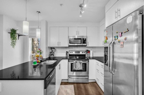 4107-240 Skyview Ranch Road Ne, Calgary, AB - Indoor Photo Showing Kitchen With Stainless Steel Kitchen With Upgraded Kitchen