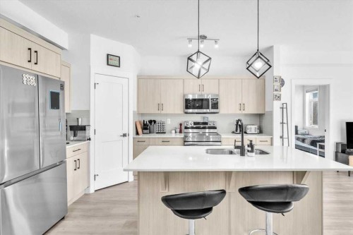 305-30 Sage Hill Walk Nw, Calgary, AB - Indoor Photo Showing Kitchen With Stainless Steel Kitchen With Double Sink With Upgraded Kitchen