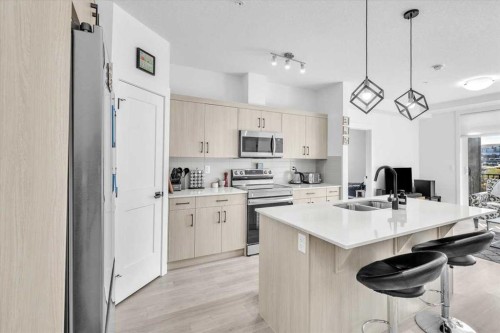 305-30 Sage Hill Walk Nw, Calgary, AB - Indoor Photo Showing Kitchen With Double Sink