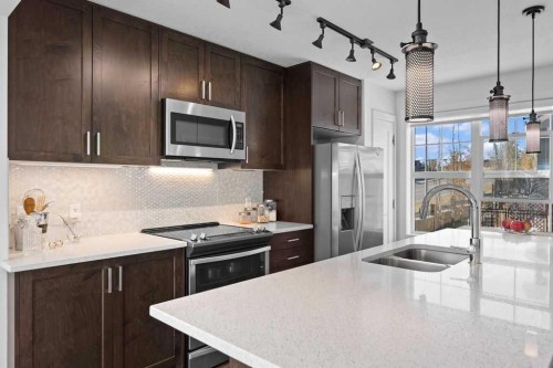 111 Evanscrest Gardens Nw, Calgary, AB - Indoor Photo Showing Kitchen With Stainless Steel Kitchen With Double Sink With Upgraded Kitchen