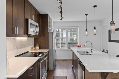 111 Evanscrest Gardens Nw, Calgary, AB - Indoor Photo Showing Kitchen With Double Sink With Upgraded Kitchen