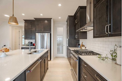 2148 Ravensdun Crescent Se, Airdrie, AB - Indoor Photo Showing Kitchen With Stainless Steel Kitchen With Upgraded Kitchen