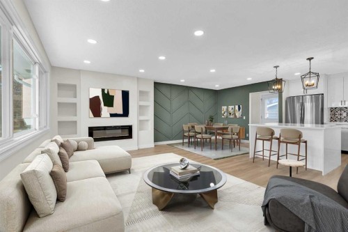 220 60 Street Se, Calgary, AB - Indoor Photo Showing Living Room With Fireplace