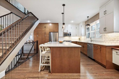 96 Beny-Sur-Mer Road Sw, Calgary, AB - Indoor Photo Showing Kitchen With Double Sink With Upgraded Kitchen