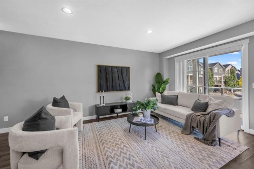 714 Redstone View Ne, Calgary, AB - Indoor Photo Showing Living Room