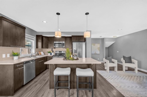 714 Redstone View Ne, Calgary, AB - Indoor Photo Showing Kitchen With Stainless Steel Kitchen With Upgraded Kitchen