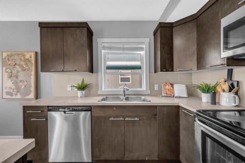714 Redstone View Ne, Calgary, AB - Indoor Photo Showing Kitchen With Double Sink