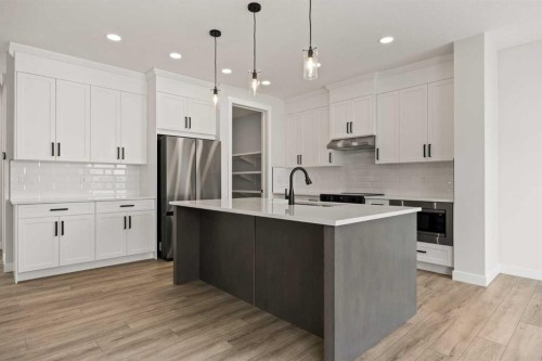 494 Kinniburgh Loop, Chestermere, AB - Indoor Photo Showing Kitchen With Stainless Steel Kitchen With Upgraded Kitchen