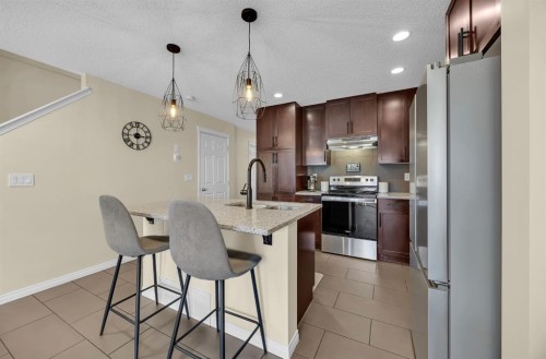128 Country Village Manor Ne, Calgary, AB - Indoor Photo Showing Kitchen With Stainless Steel Kitchen With Upgraded Kitchen