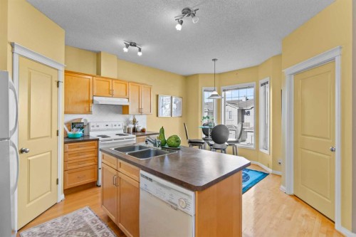 147 Hampstead Green Nw, Calgary, AB - Indoor Photo Showing Kitchen With Double Sink