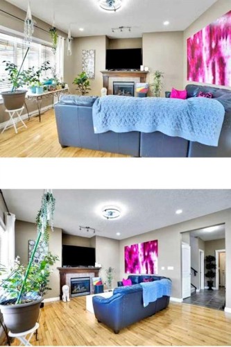 1065 Channelside Drive Sw, Airdrie, AB - Indoor With Fireplace