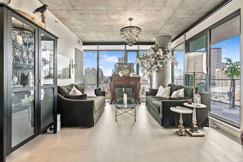 903-1010 6 Street Sw, Calgary, AB - Indoor With Fireplace