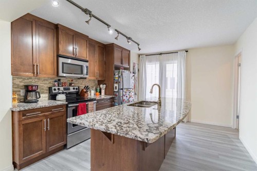 37 Auburn Bay Link Se, Calgary, AB - Indoor Photo Showing Kitchen With Double Sink With Upgraded Kitchen