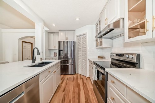 58 Panatella Lane Nw, Calgary, AB - Indoor Photo Showing Kitchen With Double Sink With Upgraded Kitchen