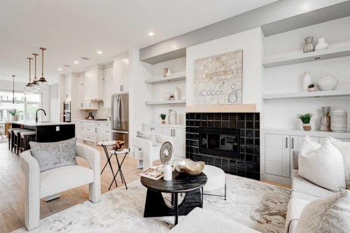 4615 82 Street Nw, Calgary, AB - Indoor Photo Showing Living Room With Fireplace