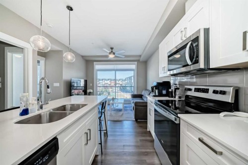 207-40 Walgrove Walk Se, Calgary, AB - Indoor Photo Showing Kitchen With Double Sink With Upgraded Kitchen