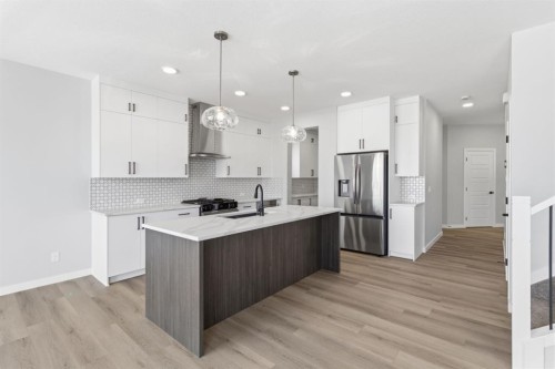 132 Lewiston Drive Ne, Calgary, AB - Indoor Photo Showing Kitchen With Upgraded Kitchen