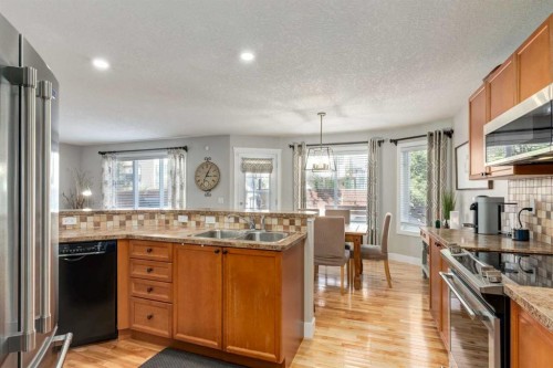 32 Evanscove Heights Nw, Calgary, AB - Indoor Photo Showing Kitchen With Double Sink
