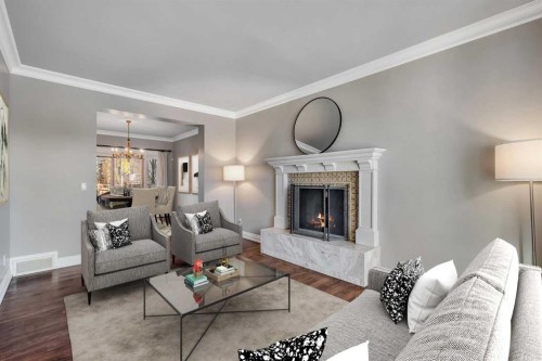 5512 Baroc Road Nw, Calgary, AB - Indoor Photo Showing Living Room With Fireplace