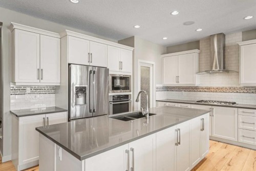220 Auburn Meadows Crescent Se, Calgary, AB - Indoor Photo Showing Kitchen With Double Sink With Upgraded Kitchen