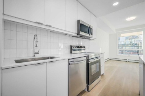 2110-8500 19 Avenue Se, Calgary, AB - Indoor Photo Showing Kitchen With Double Sink With Upgraded Kitchen