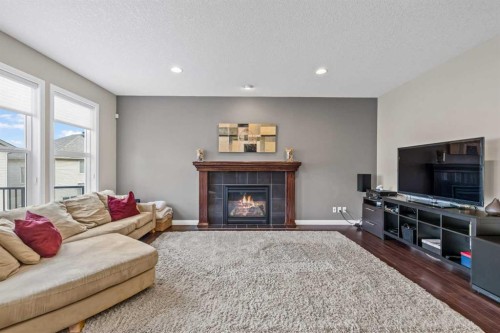 28 Panamount Common Nw, Calgary, AB - Indoor Photo Showing Living Room With Fireplace