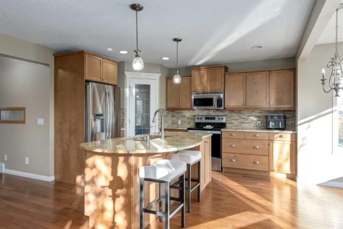 1880 Thornbird Road Se, Airdrie, AB - Indoor Photo Showing Kitchen With Stainless Steel Kitchen With Upgraded Kitchen