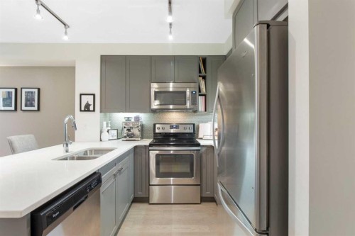 128-25 Auburn Meadows Avenue Se, Calgary, AB - Indoor Photo Showing Kitchen With Stainless Steel Kitchen With Double Sink