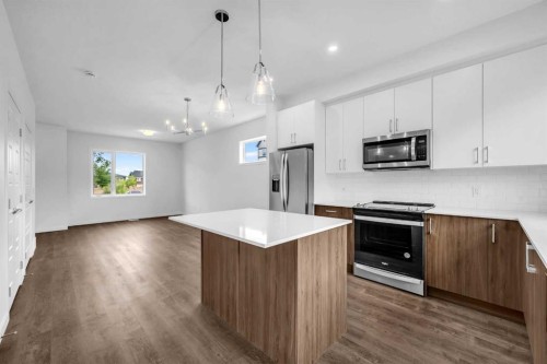 101-25 Evanscrest Mews Nw, Calgary, AB - Indoor Photo Showing Kitchen With Stainless Steel Kitchen With Upgraded Kitchen