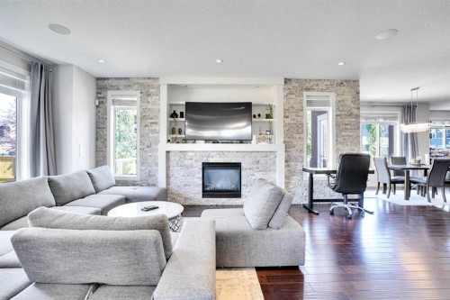 172 Kinniburgh Way, Chestermere, AB - Indoor Photo Showing Living Room With Fireplace