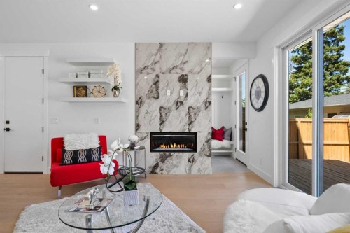 3116 4A Street Nw, Calgary, AB - Indoor Photo Showing Living Room With Fireplace