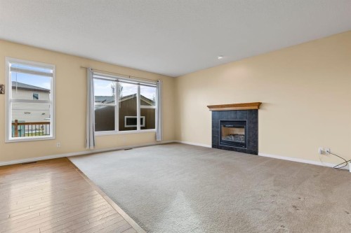 1043 Copperfield Boulevard Se, Calgary, AB - Indoor Photo Showing Living Room With Fireplace