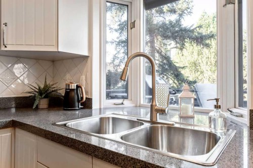 44-10030 Oakmoor Way Sw, Calgary, AB - Indoor Photo Showing Kitchen With Double Sink