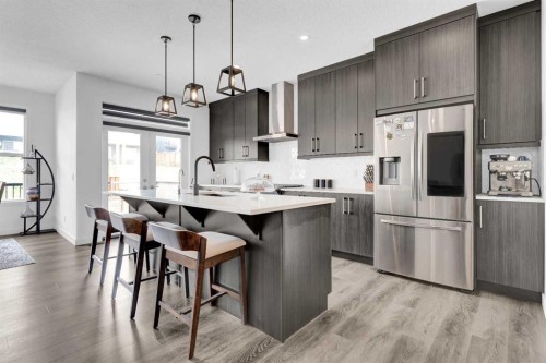 264 Lucas Way Nw, Calgary, AB - Indoor Photo Showing Kitchen With Stainless Steel Kitchen With Upgraded Kitchen