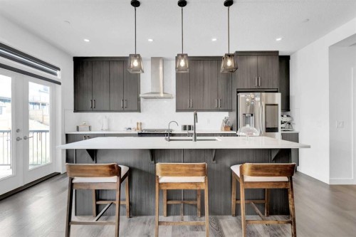 264 Lucas Way Nw, Calgary, AB - Indoor Photo Showing Kitchen With Stainless Steel Kitchen With Upgraded Kitchen