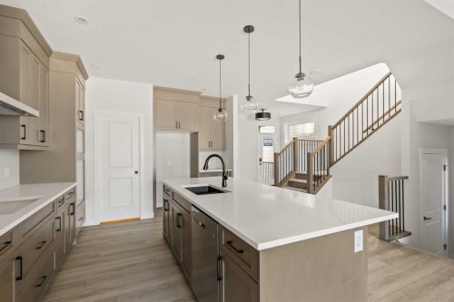 152 Creekstone Circle Sw, Calgary, AB - Indoor Photo Showing Kitchen With Upgraded Kitchen