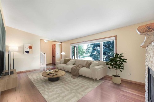 1619 47 Street Sw, Calgary, AB - Indoor Photo Showing Living Room With Fireplace
