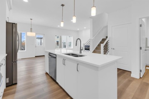 449 Savanna Landing Ne, Calgary, AB - Indoor Photo Showing Kitchen With Double Sink With Upgraded Kitchen