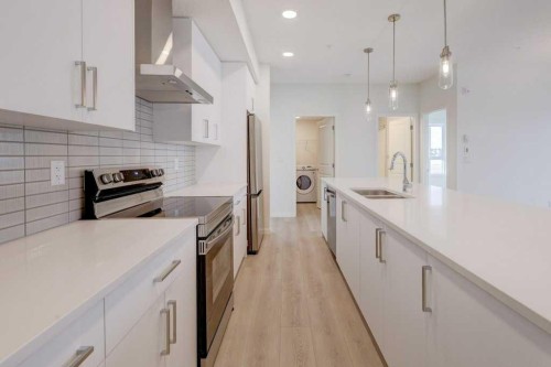 1209-550 Belmont Street Sw, Calgary, AB - Indoor Photo Showing Kitchen With Double Sink With Upgraded Kitchen