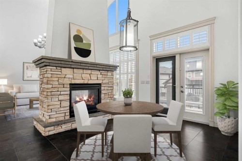 151 Mahogany Bay Se, Calgary, AB - Indoor With Fireplace