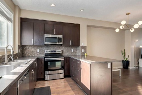 152 New Brighton Grove Se, Calgary, AB - Indoor Photo Showing Kitchen With Double Sink With Upgraded Kitchen